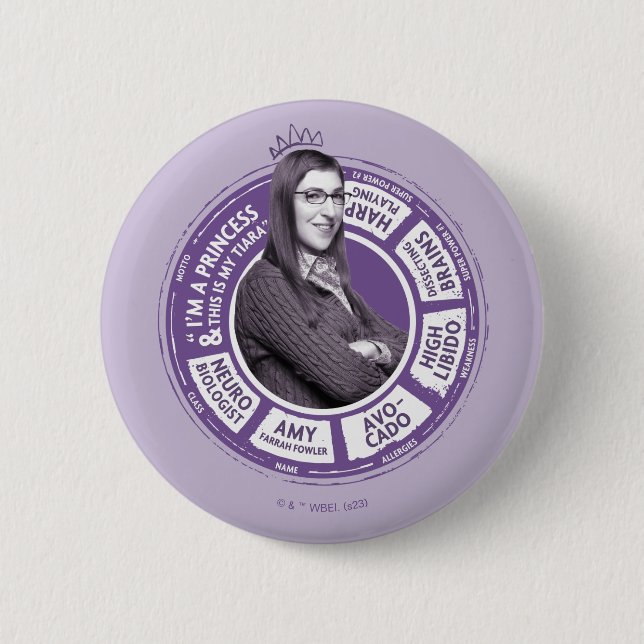 Amy Farrah Fowler Info Graphic Button (Front)