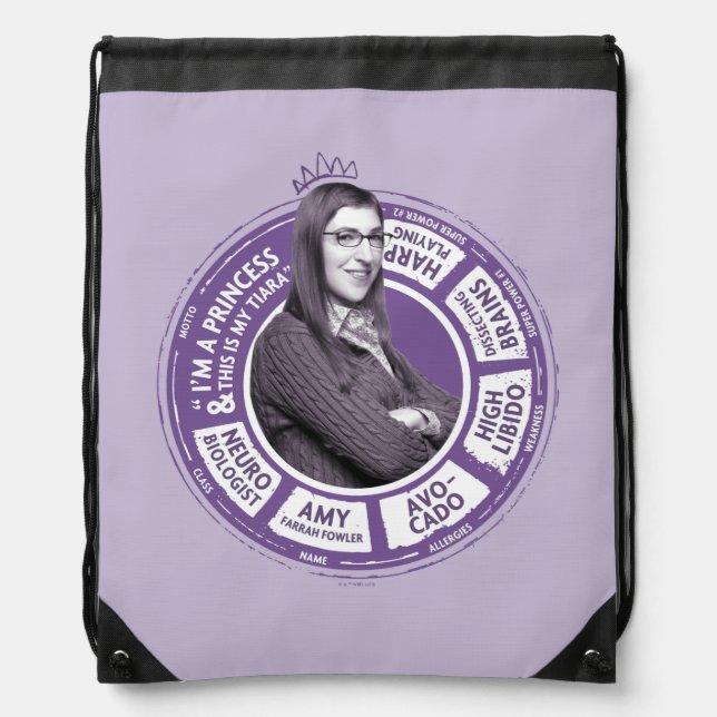 Amy Farrah Fowler Info Graphic Drawstring Bag (Front)