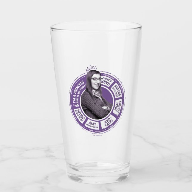 Amy Farrah Fowler Info Graphic Glass (Front)