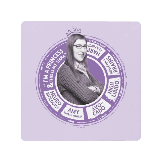 Amy Farrah Fowler Info Graphic Metal Print (Front)