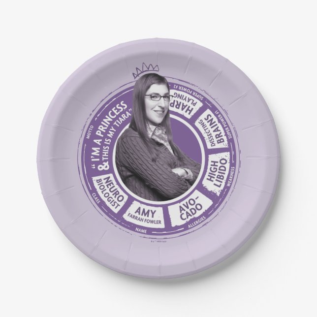 Amy Farrah Fowler Info Graphic Paper Plates (Front)