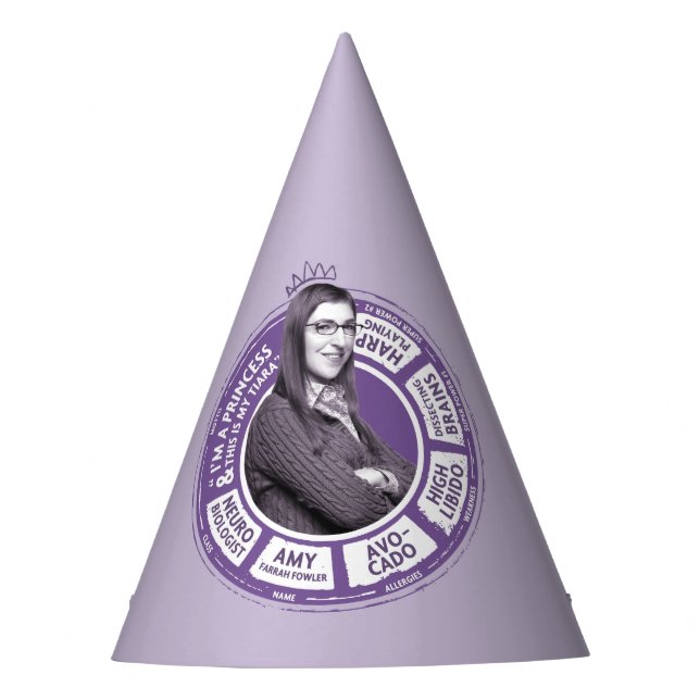 Amy Farrah Fowler Info Graphic Party Hat (Front)