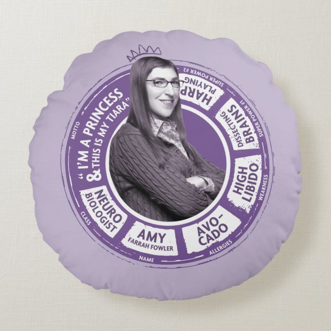 Amy Farrah Fowler Info Graphic Round Pillow (Front)