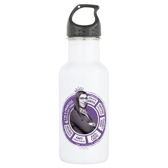 Amy Farrah Fowler Info Graphic Stainless Steel Water Bottle (Front)