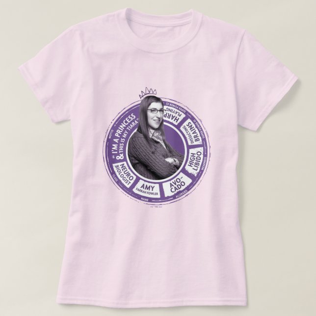 Amy Farrah Fowler Info Graphic T-Shirt (Design Front)