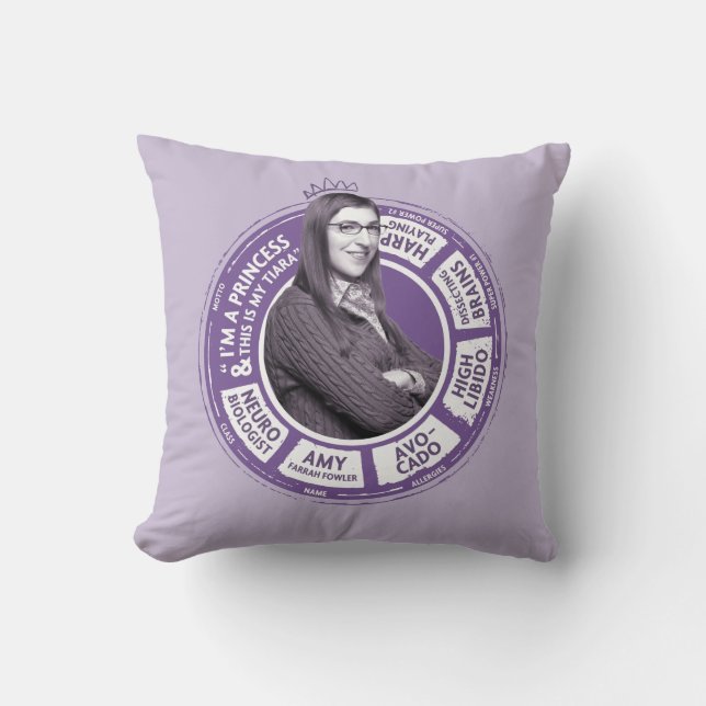 Amy Farrah Fowler Info Graphic Throw Pillow (Front)