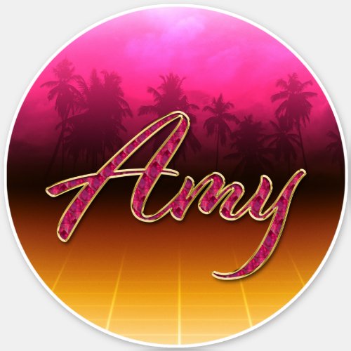 Amy First Name Golden pink Sticker