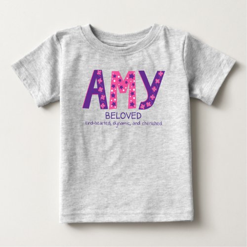Amy girls name  meaning pink purple flower stars  baby T_Shirt