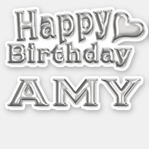 Amy Happy Birthday silver Sticker