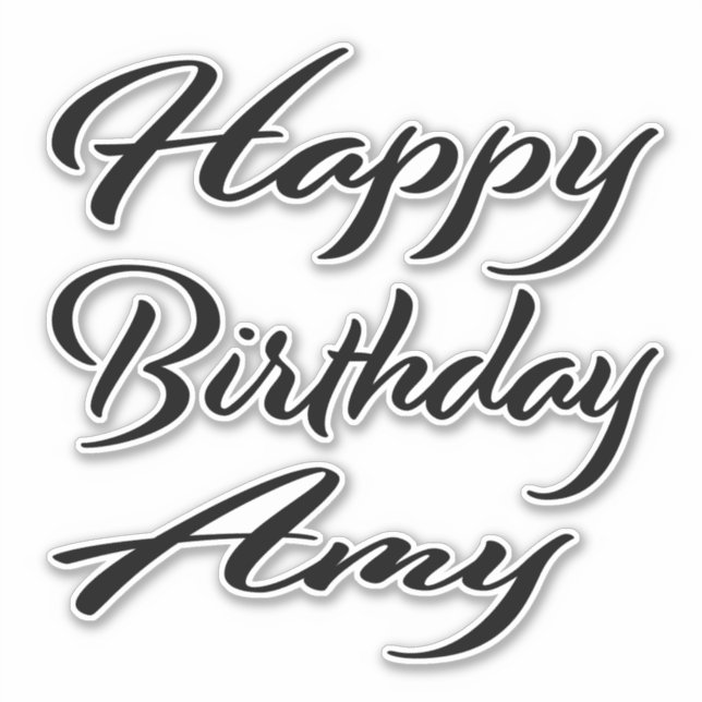 Amy name first name black Sticker birthday (Front)
