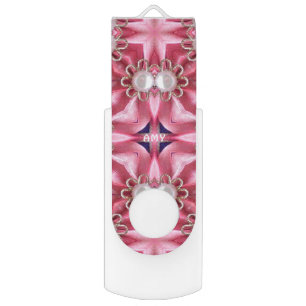 AMY ~ Pink Pearl Fractal Pattern~Personalized Flash Drive