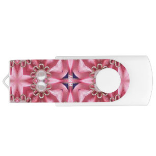 AMY ~ Pink Pearl Fractal Pattern~Personalized Flash Drive