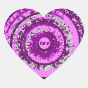 AMY ~ Purple and Silver Pattern ~ Personalized Heart Sticker