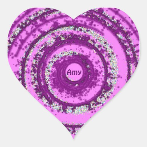 AMY  Purple Silver Pattern  Personalized Valenti Heart Sticker