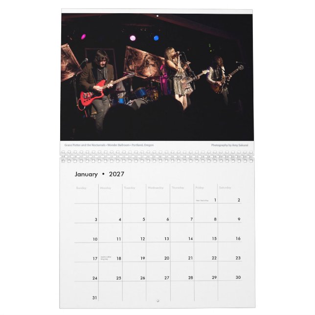 Amy’s 2012 Calendar (Jan 2027)