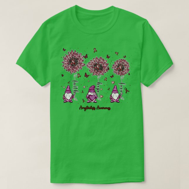Amyloidosis Awareness gnome faith hope sunflower T-Shirt (Design Front)