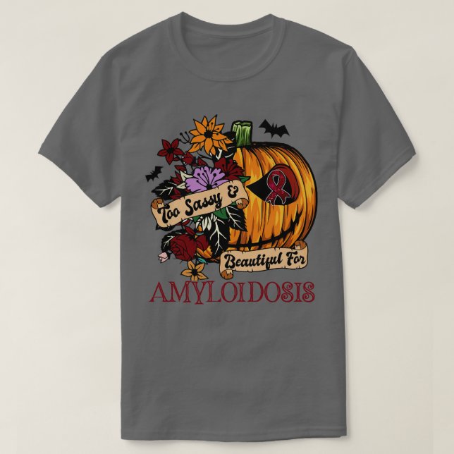 Amyloidosis Awareness retro halloween scary pumpki T-Shirt (Design Front)
