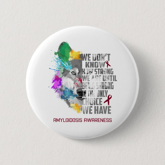 Amyloidosis Awareness Ribbon Support Gifts Button (Front)