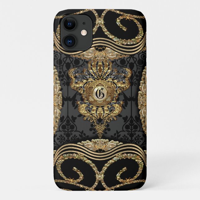 Amymica Damask Monogram Case-Mate iPhone Case (Back)