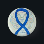 Amyotrophic Lateral Sclerosis Awareness Ribbon Pin<br><div class="desc">Amyotrophic Lateral Sclerosis (ALS) awareness uses a blue awareness ribbon. The awareness pin features the painting of a blue awareness ribbon angel on a custom button pendant. The guardian angel pin message notes "Amyotrophic Lateral Sclerosis ALS Awareness". Blue awareness angel ribbon art lapel pins or buttons can be customized with...</div>