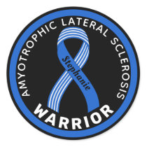 Amyotrophic Lateral Sclerosis Warrior Ribbon Black Classic Round Sticker