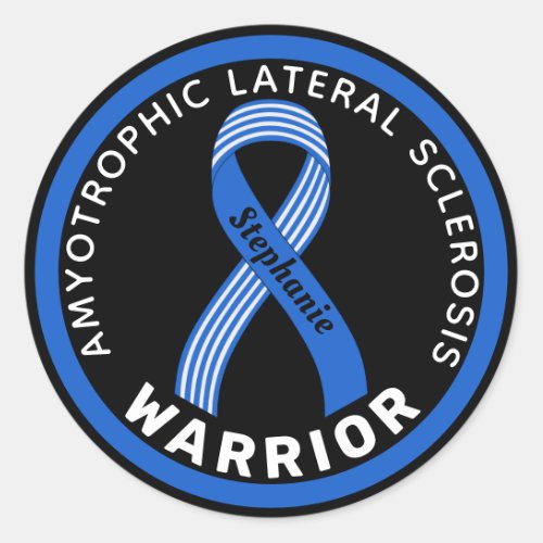 Amyotrophic Lateral Sclerosis Warrior Ribbon Black Classic Round Sticker