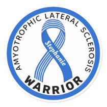 Amyotrophic Lateral Sclerosis Warrior Ribbon White Classic Round Sticker