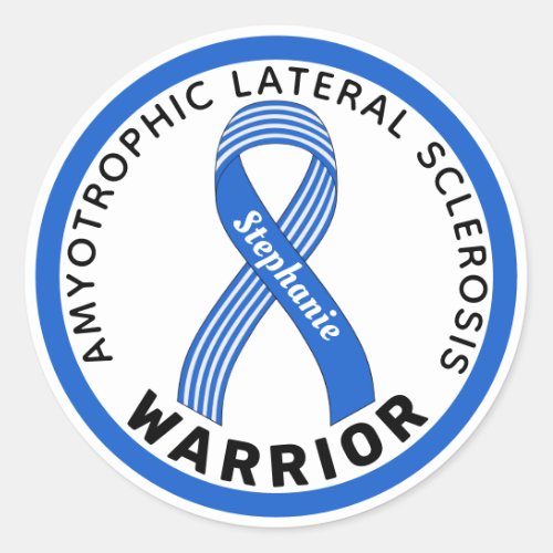 Amyotrophic Lateral Sclerosis Warrior Ribbon White Classic Round Sticker