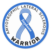 Amyotrophic Lateral Sclerosis Warrior Ribbon White Classic Round Sticker