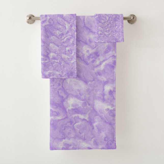 Amythest and White Marble Pattern Bath Towel Set (Insitu)
