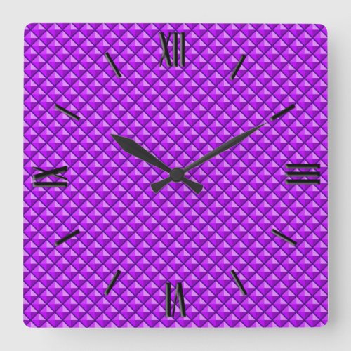Amythyst purple enamel look studded grid square wall clock