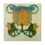 AN092 Art Nouveau Reproduction Antique Tile<br><div class="desc">Historical antique tile reproduced on a smooth surface 4.25" or 6" ceramic tile. Perfect for interior tile wall accents, backsplashes, fireplace surrounds, bathroom and showers walls, kitchens and craft projects. Not intended for outdoor use. Our tiles are copies of costly authentic original antique tiles. Suggestion: Order one tile to review...</div>