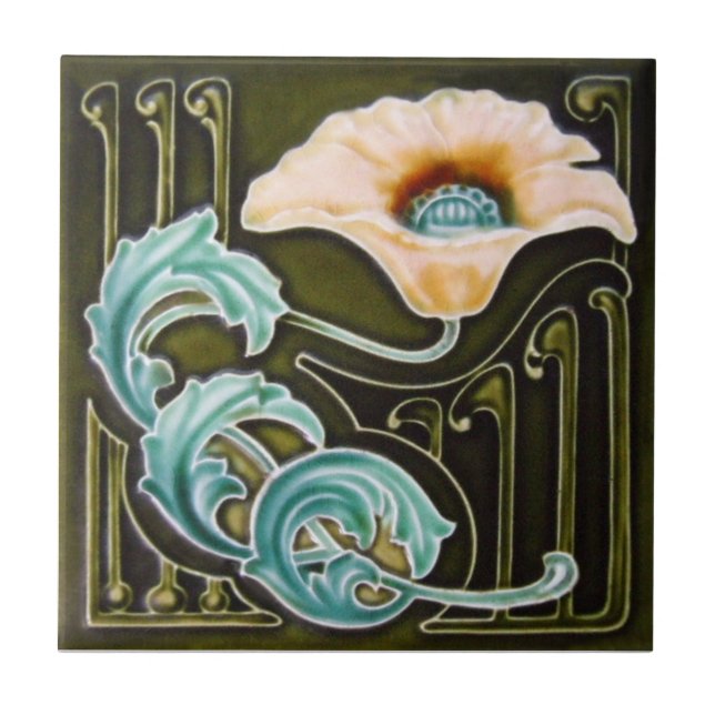 AN124 Art Nouveau Reproduction Antique Tile (Front)
