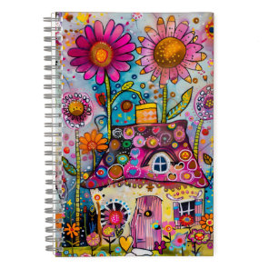 *~* AN1  Floral Fantasy Art  Whimsical COTTAGE Notebook