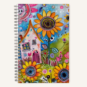 *~* AN1 Floral Fantasy Whimsical Happy Colorful Notebook