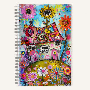 *~* AN1 Floral Fantasy Whimsical Happy COTTAGE Notebook