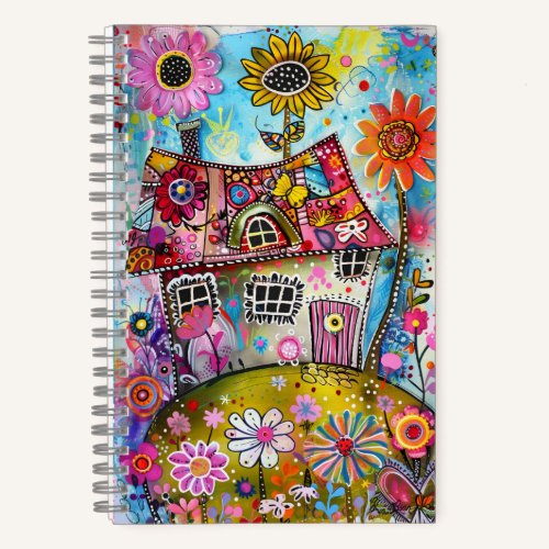 *~* AN1  Floral Fantasy Whimsical Happy COTTAGE Notebook
