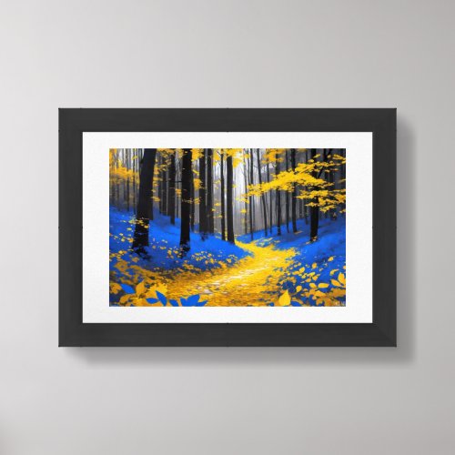 An Abstract Blur in Dreamy Blue and Orange Forest Framed Art