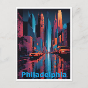 An Abstract Colorful View of Philadelphia Postcard
