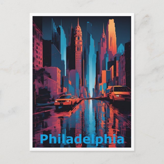 An Abstract Colorful View of Philadelphia  Postcard (Front)