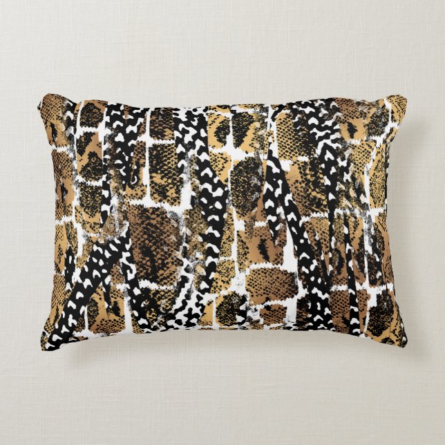 An abstract design that transforms an animal skin accent pillow (Front)