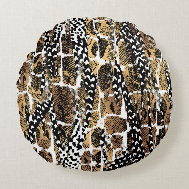 An abstract design that transforms an animal skin round pillow (Front)