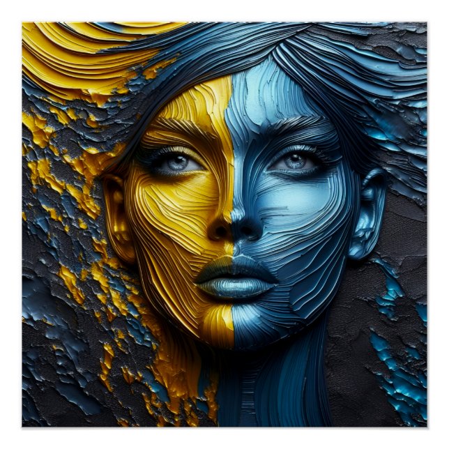 An Abstract Face 1 - Embossed Art Poster (Front)