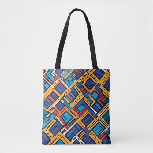 An abstract geometric pattern tote bag