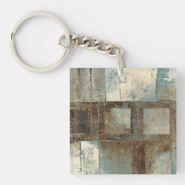 An Abstract in Blue and Brown Keychain (Front)