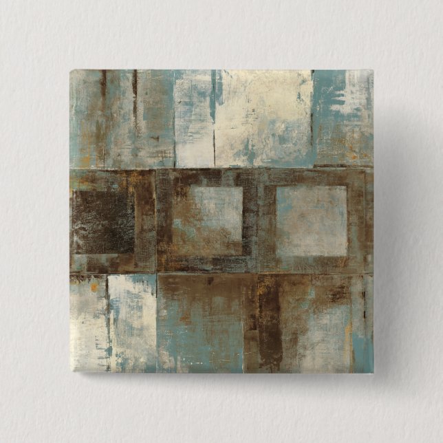 An Abstract in Blue and Brown Pinback Button (Front)