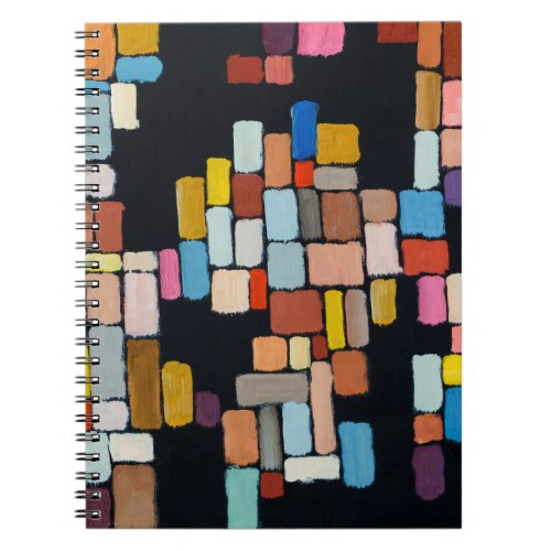 An abstract painting geometric shapes in an irreg notebook