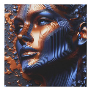 An Abstract Portrait Of A Woman's Face In Embossed Faux Canvas Print