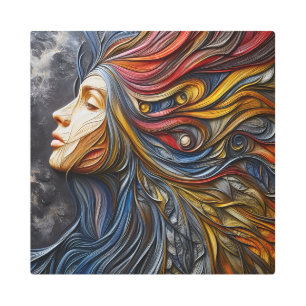 An Abstract Portrait Of The Woman With Arrogance Metal Print