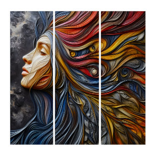 An Abstract Portrait Of The Woman With Arrogance Triptych